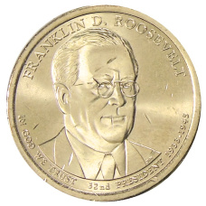 Монета 1 доллар 2014 года P США «32-й президент США Франклин Рузвельт» (аверс)