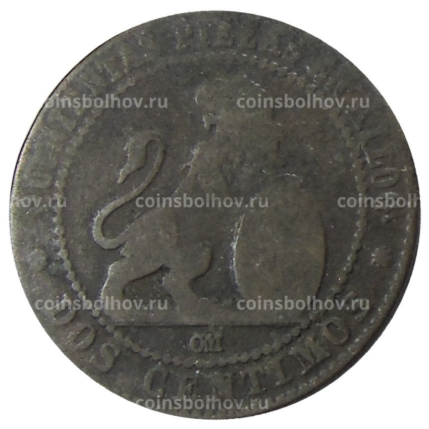 Монета 2 сентимо 1870 года Испания (вид 2)