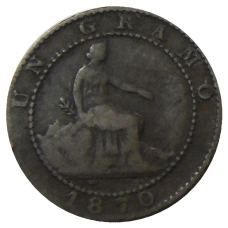 Монета 1 сентимо 1870 года Испания (аверс)