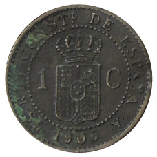Монета 1 сентимо 1906 года Испания (реверс)