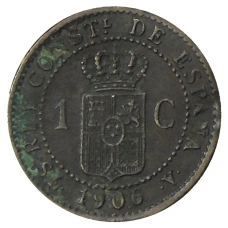 Монета 1 сентимо 1906 года Испания (реверс)