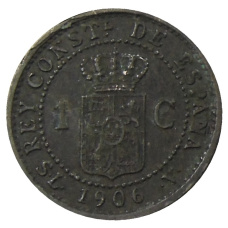 Монета 1 сентимо 1906 года Испания (реверс)