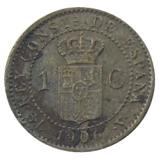 Монета 1 сентимо 1906 года Испания (реверс)
