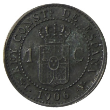 Монета 1 сентимо 1906 года Испания (реверс)