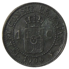 Монета 1 сентимо 1906 года Испания (реверс)