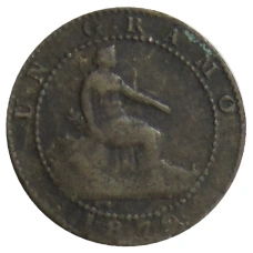 Монета 1 сентимо 1870 года Испания (аверс)