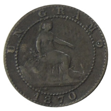 Монета 1 сентимо 1870 года Испания (аверс)