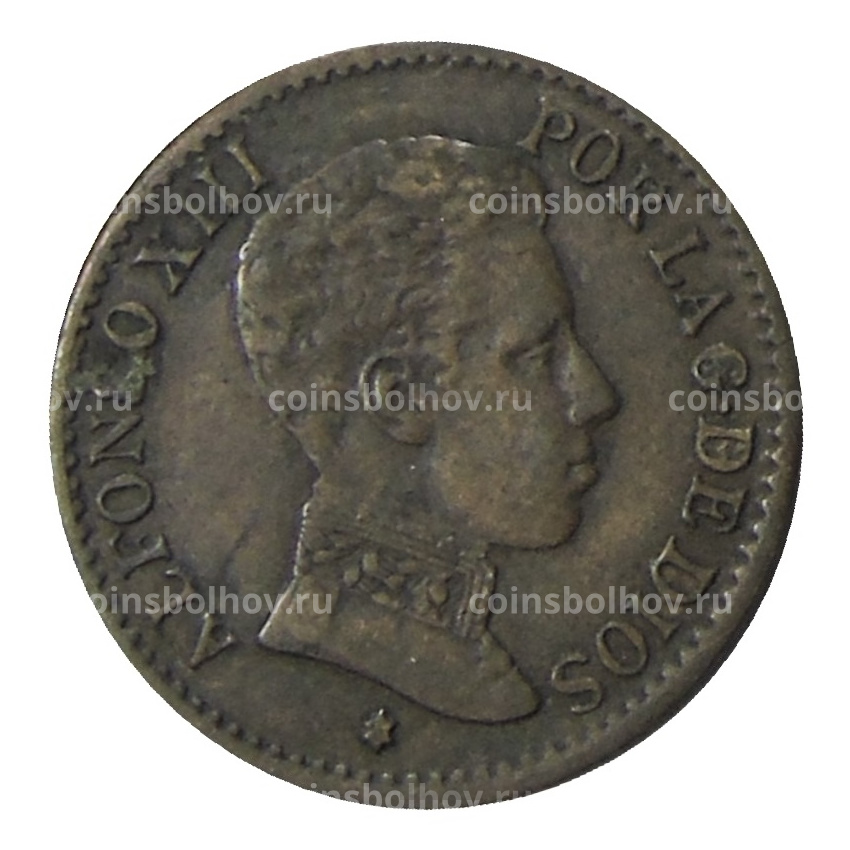 Монета 1 сентимо 1906 года Испания