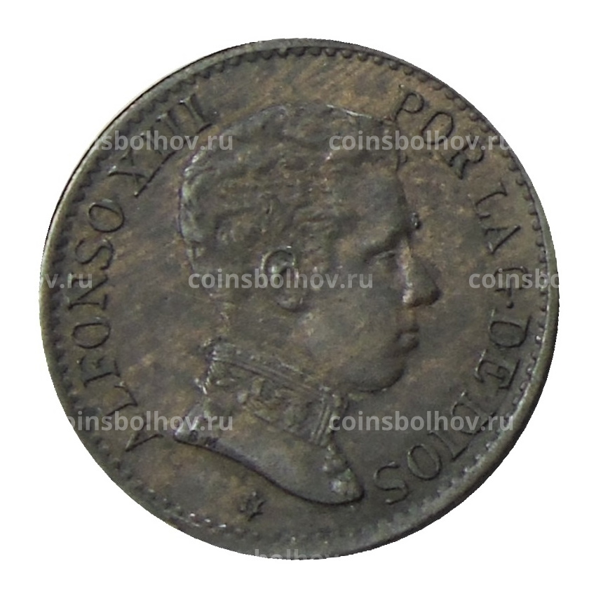 Монета 1 сентимо 1906 года Испания