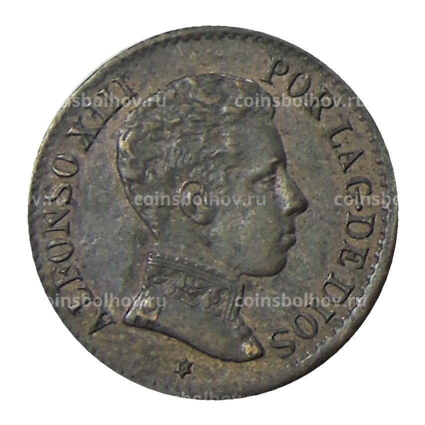 Монета 1 сентимо 1906 года Испания