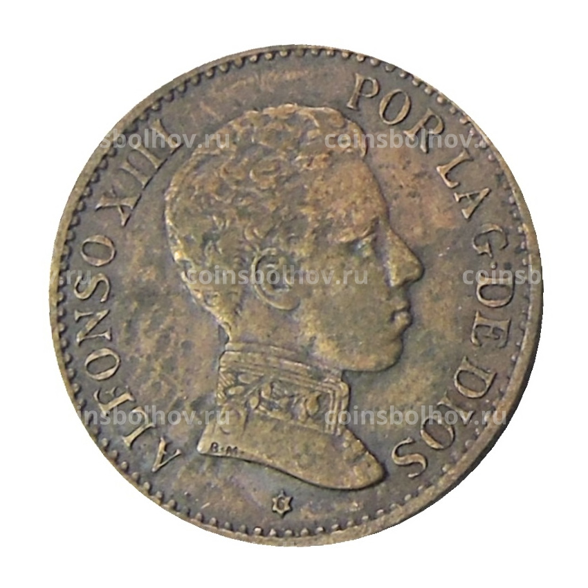 Монета 1 сентимо 1906 года Испания