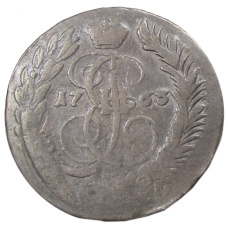 Монета 2 копейки 1763 года ММ (аверс)
