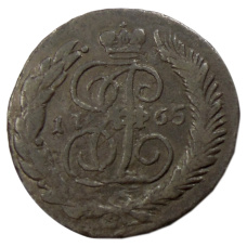 Монета 2 копейки 1765 года (аверс)