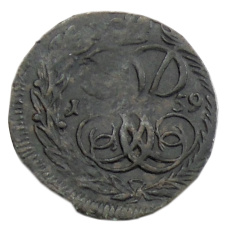 Монета Денга 1759 года (аверс)