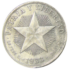 Монета 1 песо 1933 года Куба (аверс)