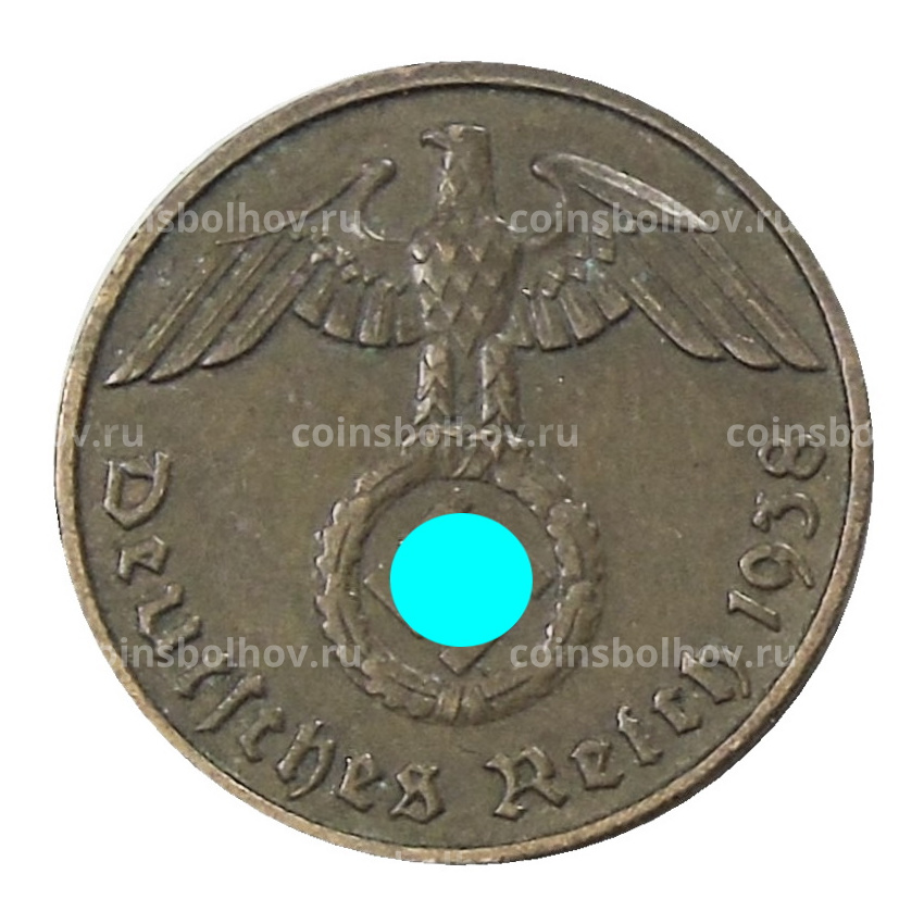 Монета 2 рейхспфеннига 1938 года D Германия