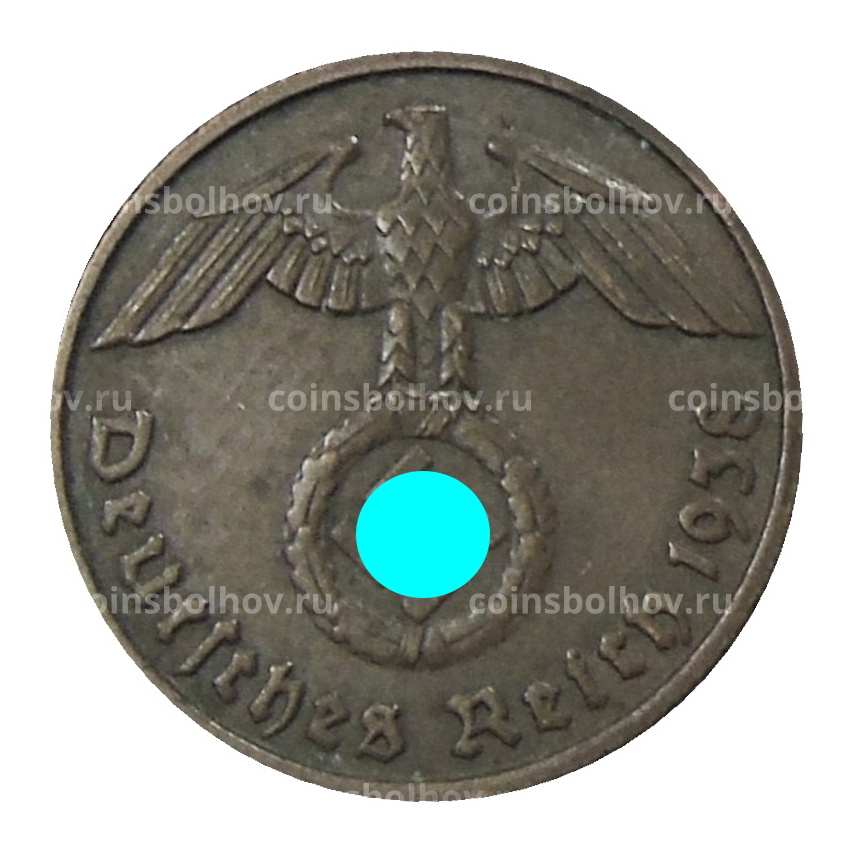 Монета 2 рейхспфеннига 1938 года D Германия