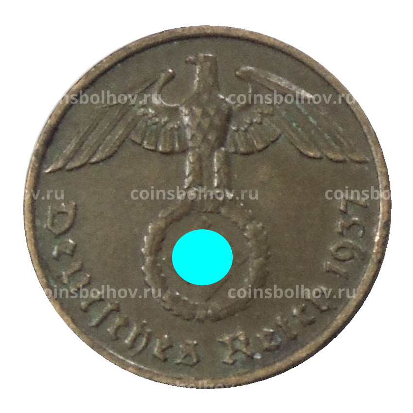 Монета 2 рейхспфеннига 1937 года D Германия