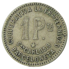 Монета 1 песета 1915 года Испания — Барселона (реверс)