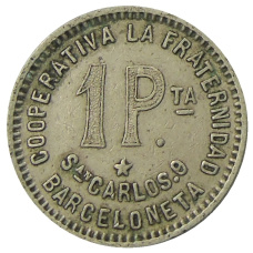 Монета 1 песета 1915 года Испания — Барселона (реверс)