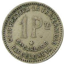 Монета 1 песета 1915 года Испания — Барселона (реверс)