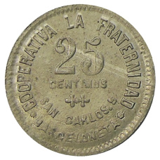 Монета 25 сентимо 1923 года Испания — Барселона (реверс)