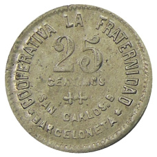 Монета 25 сентимо 1923 года Испания — Барселона (реверс)