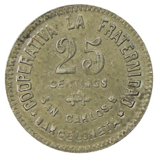 Монета 25 сентимо 1923 года Испания — Барселона (реверс)