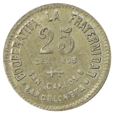 Монета 25 сентимо 1923 года Испания — Барселона (реверс)