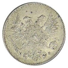 Монета 50 пенни 1917 года Русская Финляндия — Орел без корон (Временное правительство) (реверс)