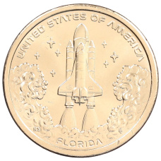 Монета 1 доллар 2025 года D США «Американские инновации — Флорида (Мыс Канаверал)» (аверс)