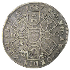 Монета 2 дальдера 1687 года Голландия — Провинция Зеландия (реверс)