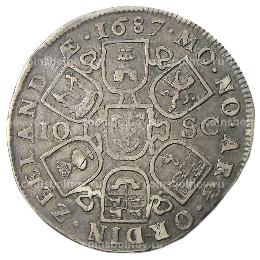 Монета 2 дальдера 1687 года Голландия — Провинция Зеландия (вид 2)