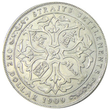 Монета 1 доллар 1909 года Стрейтс Сетлментс (реверс)