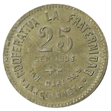 Монета 25 сентимо 1923 года Испания — Барселона (реверс)