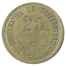 Монета 25 сентимо 1923 года Испания — Барселона (реверс)