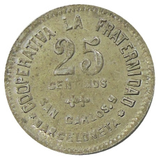 Монета 25 сентимо 1923 года Испания — Барселона (реверс)