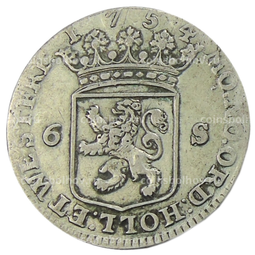 Монета 6 стуверов 1754 года Голландия — Западная Фрисландия (вид 2)