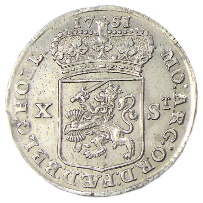 Монета 10 стюверов 1751 года Голландия — Утрехт (вид 2)