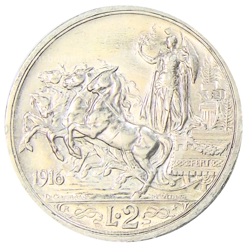 Монета 2 лиры 1916 года Италия
