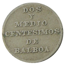 Монета 2 1/2 сентесимо 1940 года Панама (реверс)