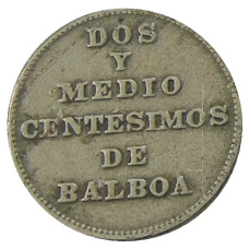 Монета 2 1/2 сентесимо 1940 года Панама (реверс)