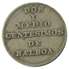 Монета 2 1/2 сентесимо 1940 года Панама (реверс)