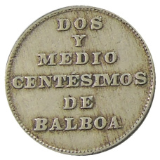 Монета 2 1/2 сентесимо 1940 года Панама (реверс)