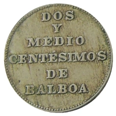 Монета 2 1/2 сентесимо 1940 года Панама (реверс)