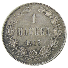 Монета 1 марка 1915 года Русская Финляндия (аверс)