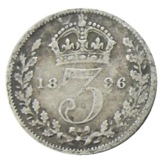 Монета 3 пенса 1896 года Великобритания (аверс)