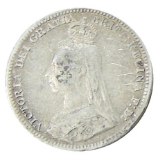 Монета 3 пенса 1891 года Великобритания (реверс)