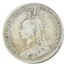 Монета 3 пенса 1891 года Великобритания (реверс)