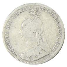 Монета 3 пенса 1890 года Великобритания (реверс)